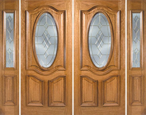 WDMA 88x80 Door (7ft4in by 6ft8in) Exterior Mahogany La Jolla Double Door/2side w/ A Glass 1