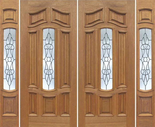 WDMA 88x80 Door (7ft4in by 6ft8in) Exterior Mahogany Palisades Double Door/2side w/ L Glass 1