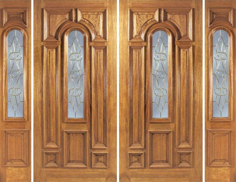 WDMA 88x80 Door (7ft4in by 6ft8in) Exterior Mahogany Ironbark Double Door/2side w/ OL Glass 1
