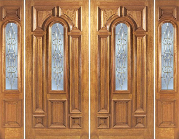 WDMA 88x80 Door (7ft4in by 6ft8in) Exterior Mahogany Ironbark Double Door/2side w/ L Glass 1