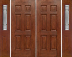 WDMA 88x80 Door (7ft4in by 6ft8in) Exterior Mahogany Six Panel Double Entry Door Sidelights 1/2 Lite w/ TP Glass 1