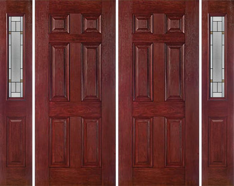 WDMA 88x80 Door (7ft4in by 6ft8in) Exterior Cherry Six Panel Double Entry Door Sidelights 1/2 Lite TP Glass 1