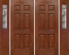 WDMA 88x80 Door (7ft4in by 6ft8in) Exterior Mahogany Six Panel Double Entry Door Sidelights 1/2 Lite w/ KP Glass 1