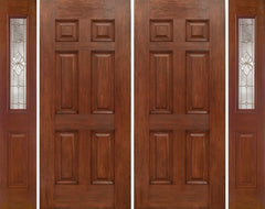 WDMA 88x80 Door (7ft4in by 6ft8in) Exterior Mahogany Six Panel Double Entry Door Sidelights 1/2 Lite w/ HM Glass 1