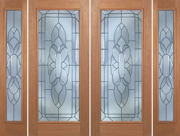 WDMA 88x80 Door (7ft4in by 6ft8in) Exterior Mahogany Livingston Double Door/2side w/ BO Glass - 6ft8in Tall 1