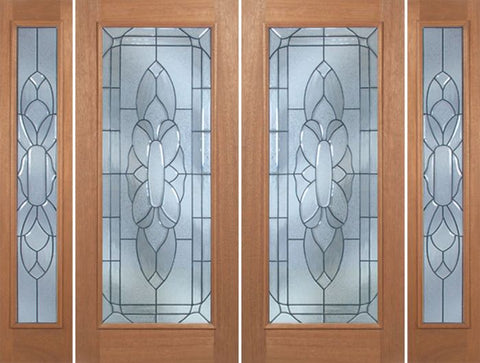 WDMA 88x80 Door (7ft4in by 6ft8in) Exterior Mahogany Livingston Double Door/2side w/ BO Glass - 6ft8in Tall 1