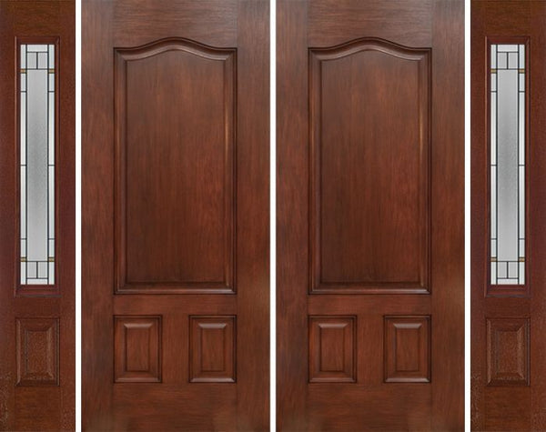 WDMA 88x80 Door (7ft4in by 6ft8in) Exterior Mahogany Three Panel Double Entry Door Sidelights TP Glass 1