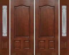 WDMA 88x80 Door (7ft4in by 6ft8in) Exterior Mahogany Three Panel Double Entry Door Sidelights TP Glass 1