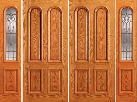 WDMA 88x80 Door (7ft4in by 6ft8in) Exterior Mahogany Arch Lite Double Door Two Side lights 1