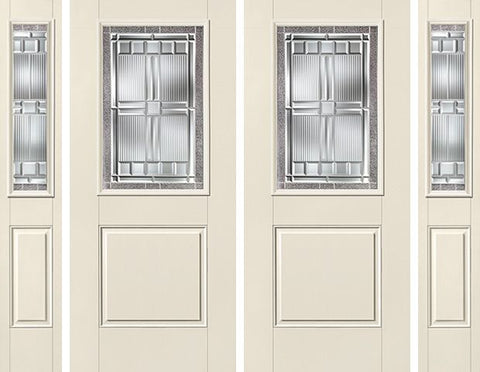 WDMA 88x80 Door (7ft4in by 6ft8in) Exterior Smooth SaratogaTM Half Lite 1 Panel Star Double Door 2 Sides 1