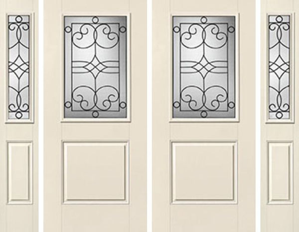 WDMA 88x80 Door (7ft4in by 6ft8in) Exterior Smooth Salinas Half Lite 1 Panel Star Double Door 2 Sides Half Lite Sidelight 1
