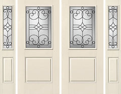 WDMA 88x80 Door (7ft4in by 6ft8in) Exterior Smooth Salinas Half Lite 1 Panel Star Double Door 2 Sides Half Lite Sidelight 1