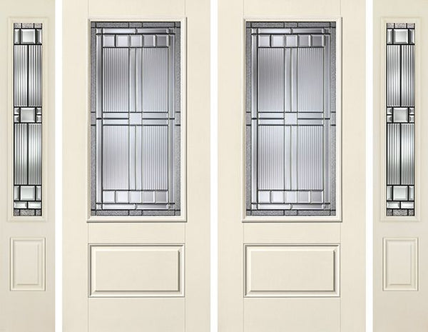 WDMA 88x80 Door (7ft4in by 6ft8in) Exterior Smooth SaratogaTM 3/4 Lite 1 Panel Star Double Door 2 Sides 1