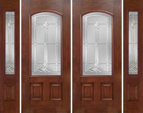 WDMA 88x80 Door (7ft4in by 6ft8in) Exterior Mahogany Camber 3/4 Lite Double Entry Door Sidelights BT Glass 1