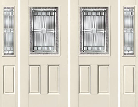 WDMA 88x80 Door (7ft4in by 6ft8in) Exterior Smooth SaratogaTM Half Lite 2 Panel Star Double Door 2 Sides 1