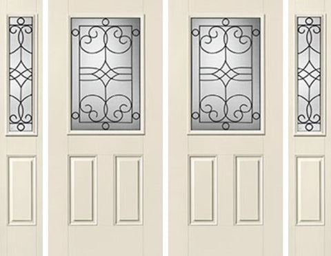 WDMA 88x80 Door (7ft4in by 6ft8in) Exterior Smooth Salinas Half Lite 2 Panel Star Double Door 2 Sides Half Lite Sidelight 1