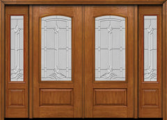 WDMA 88x80 Door (7ft4in by 6ft8in) Exterior Cherry Camber 3/4 Lite Double Entry Door Sidelights Bristol Glass 1