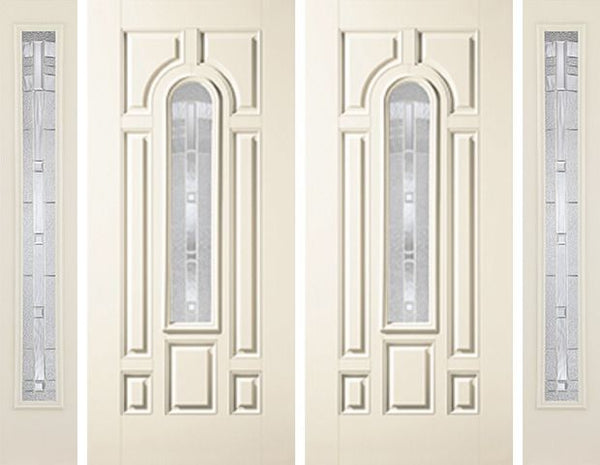 WDMA 88x80 Door (7ft4in by 6ft8in) Exterior Smooth MaplePark Center Arch Lite 7 Panel Star Double Door 2 Sides 1