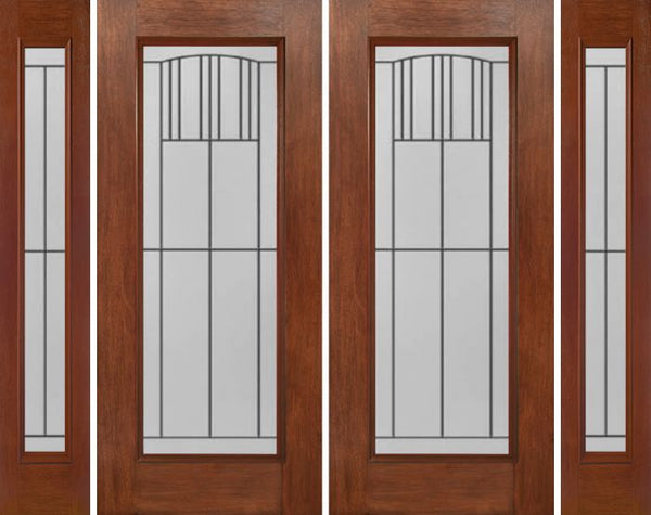 WDMA 88x80 Door (7ft4in by 6ft8in) Exterior Mahogany Full Lite Double Entry Door Sidelights MI Glass 1