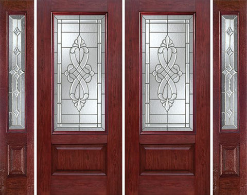 WDMA 88x80 Door (7ft4in by 6ft8in) Exterior Cherry 3/4 Lite 1 Panel Double Entry Door Sidelights WS Glass 1