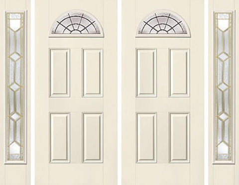 WDMA 88x80 Door (7ft4in by 6ft8in) Exterior Smooth CrystallineTM Fan Lite 4 Panel Star Double Door 2 Sides 1