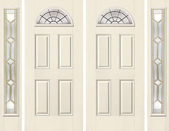 WDMA 88x80 Door (7ft4in by 6ft8in) Exterior Smooth CrystallineTM Fan Lite 4 Panel Star Double Door 2 Sides 1