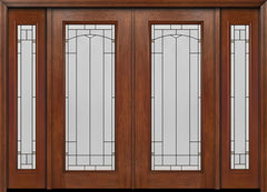 WDMA 88x80 Door (7ft4in by 6ft8in) Exterior Mahogany Full Lite Double Entry Door Sidelights Topaz Glass 1