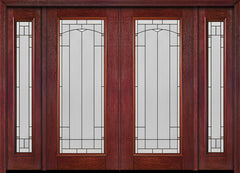 WDMA 88x80 Door (7ft4in by 6ft8in) Exterior Cherry Full Lite Double Entry Door Sidelights Topaz Glass 1