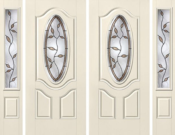 WDMA 88x80 Door (7ft4in by 6ft8in) Exterior Smooth Avonlea 3/4 Deluxe Oval Lite 2 Panel Star Double Door 2 Sides 1