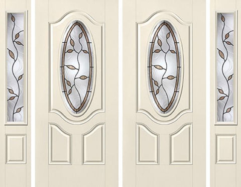 WDMA 88x80 Door (7ft4in by 6ft8in) Exterior Smooth Avonlea 3/4 Deluxe Oval Lite 2 Panel Star Double Door 2 Sides 1