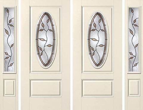 WDMA 88x80 Door (7ft4in by 6ft8in) Exterior Smooth Avonlea 3/4 Captured Oval Lite 1 Panel Star Double Door 2 Sides 1