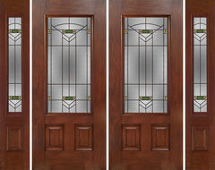 WDMA 88x80 Door (7ft4in by 6ft8in) Exterior Mahogany 3/4 Lite Double Entry Door Sidelights GR Glass 1