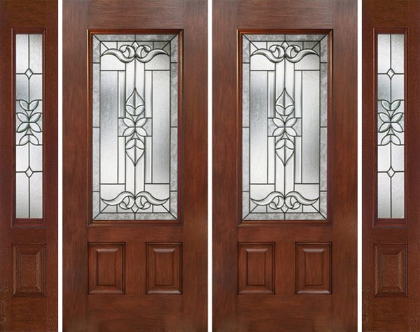 WDMA 88x80 Door (7ft4in by 6ft8in) Exterior Mahogany 3/4 Lite Double Entry Door Sidelights CD Glass 1