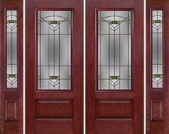 WDMA 88x80 Door (7ft4in by 6ft8in) Exterior Cherry 3/4 Lite 1 Panel Double Entry Door Sidelights GR Glass 1