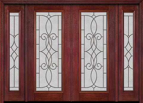 WDMA 88x80 Door (7ft4in by 6ft8in) Exterior Cherry Full Lite Double Entry Door Sidelights Ashbury Glass 1