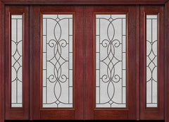 WDMA 88x80 Door (7ft4in by 6ft8in) Exterior Cherry Full Lite Double Entry Door Sidelights Ashbury Glass 1