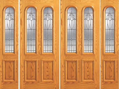 WDMA 88x80 Door (7ft4in by 6ft8in) Exterior Mahogany Arch Twin Lite Entry Double Door Two Side lights 1