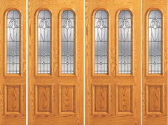 WDMA 88x80 Door (7ft4in by 6ft8in) Exterior Mahogany Arch Twin Lite Entry Double Door Two Side lights 1
