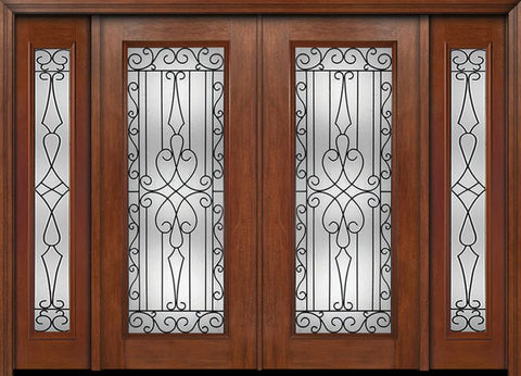 WDMA 88x80 Door (7ft4in by 6ft8in) Exterior Mahogany Full Lite Double Entry Door Sidelights Wyngate Glass 1