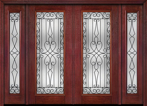 WDMA 88x80 Door (7ft4in by 6ft8in) Exterior Cherry Full Lite Double Entry Door Sidelights Wyngate Glass 1