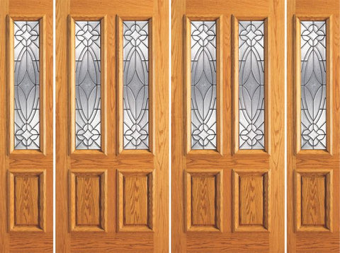 WDMA 88x80 Door (7ft4in by 6ft8in) Exterior Mahogany Twin Lite Entry Double Glass Door Two Sidelights 1