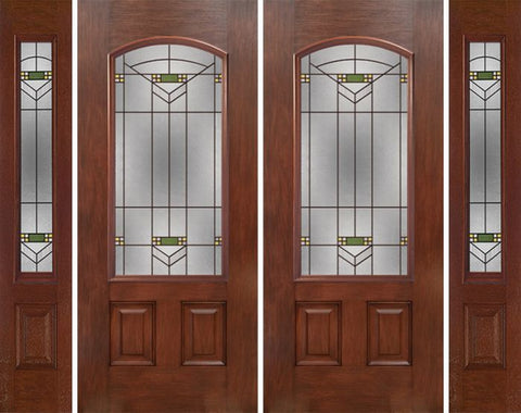 WDMA 88x80 Door (7ft4in by 6ft8in) Exterior Mahogany Camber 3/4 Lite Double Entry Door Sidelights GR Glass 1