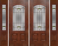 WDMA 88x80 Door (7ft4in by 6ft8in) Exterior Mahogany Camber 3/4 Lite Double Entry Door Sidelights GR Glass 1