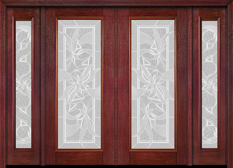WDMA 88x80 Door (7ft4in by 6ft8in) Exterior Cherry Full Lite Double Entry Door Sidelights Impressions Glass 1