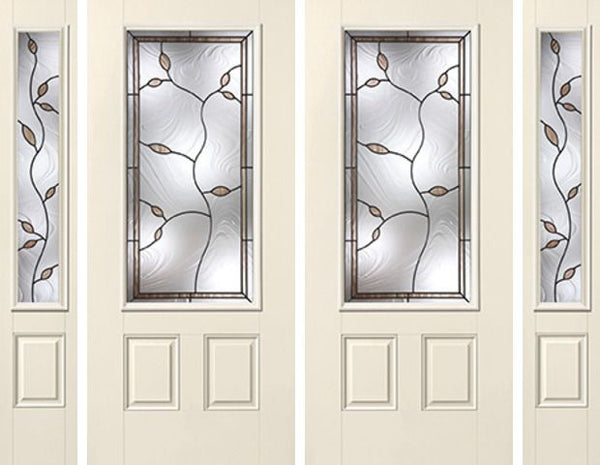 WDMA 88x80 Door (7ft4in by 6ft8in) Exterior Smooth Avonlea 3/4 Lite 2 Panel Star Double Door 2 Sides 1