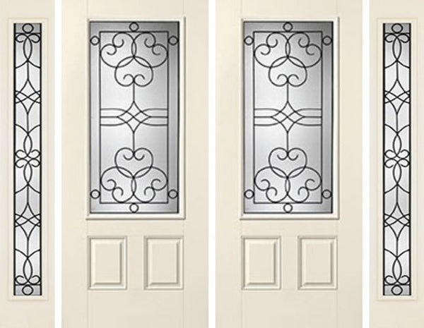 WDMA 88x80 Door (7ft4in by 6ft8in) Exterior Smooth Salinas 3/4 Lite 2 Panel Star Double Door 2 Sides 1