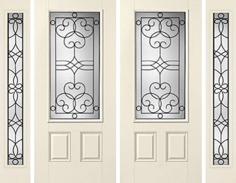 WDMA 88x80 Door (7ft4in by 6ft8in) Exterior Smooth Salinas 3/4 Lite 2 Panel Star Double Door 2 Sides 1