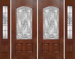 WDMA 88x80 Door (7ft4in by 6ft8in) Exterior Mahogany Camber 3/4 Lite Double Entry Door Sidelights CD Glass 1