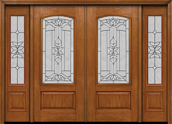 WDMA 88x80 Door (7ft4in by 6ft8in) Exterior Cherry Camber 3/4 Lite Double Entry Door Sidelights Cadence Glass 1