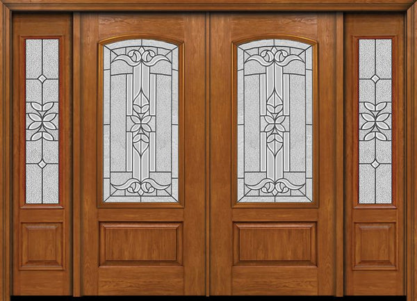 WDMA 88x80 Door (7ft4in by 6ft8in) Exterior Cherry Camber 3/4 Lite Double Entry Door Sidelights Cadence Glass 1